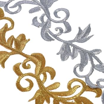Amazon.co.jp: 6個入り刺繍アイロンパッチ、シルバーゴールド